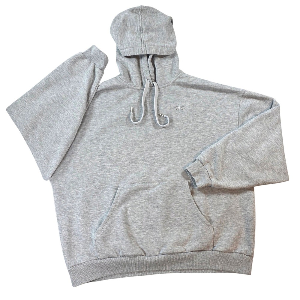 Alo Yoga Accolade French Terry Hoodie Heather Grey Large Womens Pullover